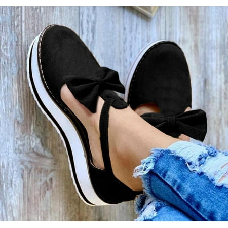 

Women s Breathable Flat Round Toe Bow Buckle Strap Pumps Casual Single Shoes