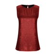 thumbnail image 5 of Women's Shiny Tank Top Solid Color Round Neck Sleeveless Casual Summer Tops Tank Shirts Loose Fit Shiny Blouses Wedding Vest Deep Red XXL, 5 of 9