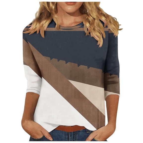 Women Blouse 3/4 Sleeve Petite, Print Blouses for Women Dressy Casual Fashion Summer Clothes for Women 2026 Vacation Women Casual Tops Spring Spring Fashion Outfits