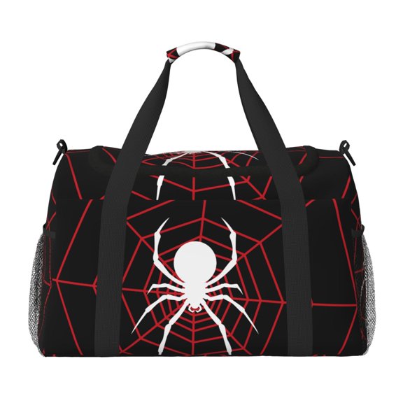 Kuqiui Spider On The Web Print Foldable Travel Duffel Bag Tote Carry on Luggage Bag Personal item Sports Gym Bag Water Resistant Weekender Overnight Bags for Women and Men