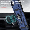 thumbnail image 5 of Armor Case for iPhone 16e with Camera Lens Sliding Cover & Ring Stand & Support Magnetic Car Mount, Military Grade Shockproof Heavy Duty Protective Case for iPhone 16e, Blue, 5 of 9