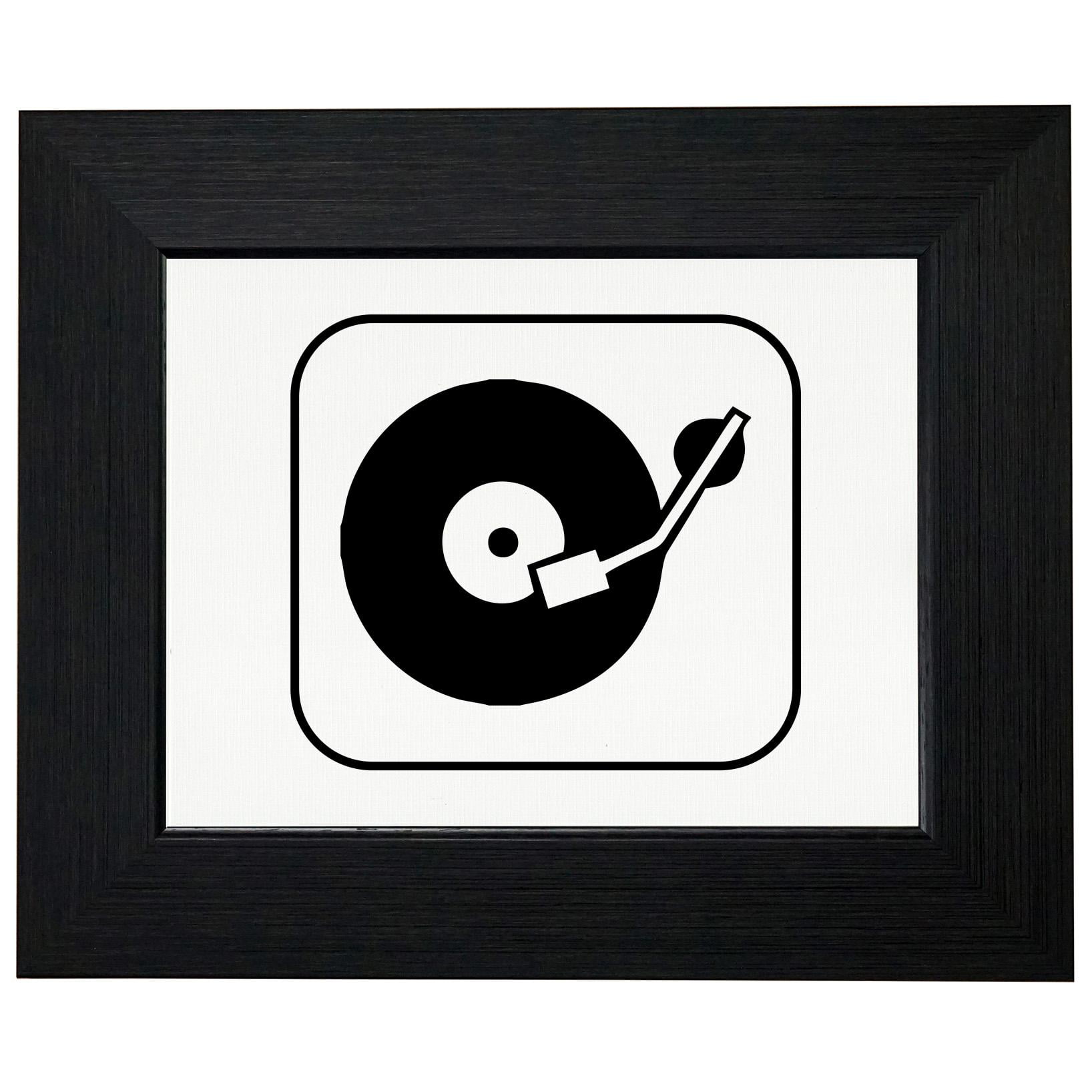 Vinyl Record Player Classic Silhouette Framed Print Poster Wall or