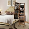 thumbnail image 2 of Costway LED Mirror Jewelry Cabinet with 20 LED Lights Full-Length Mirror Adjustable Angles Brown, 2 of 10