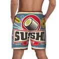 thumbnail image 3 of Kdxio Sushi Retro Sign Print Men'S Swim Trunks With Compression Liner 7 Inch Inseam Quick Dry Swim Shorts, 3 of 7
