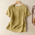 thumbnail image 4 of Blouses for Women Dressy Casual Fashionable Casual Solid Color Pleated Cotton And Linen Tops Shirts Cute Summer Tops1 PC, 4 of 4