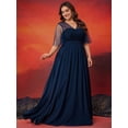 thumbnail image 4 of AURA Plus Size Deep V Neck Evening Dress Women A Line Elegant Party Long Dress, 4 of 7