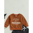 thumbnail image 2 of Wassery Toddler Boys Girls Fall Clothes Kids Halloween Outfits Long Sleeve Pumpkin Letter Print Sweatshirt 12M-5T, 2 of 6