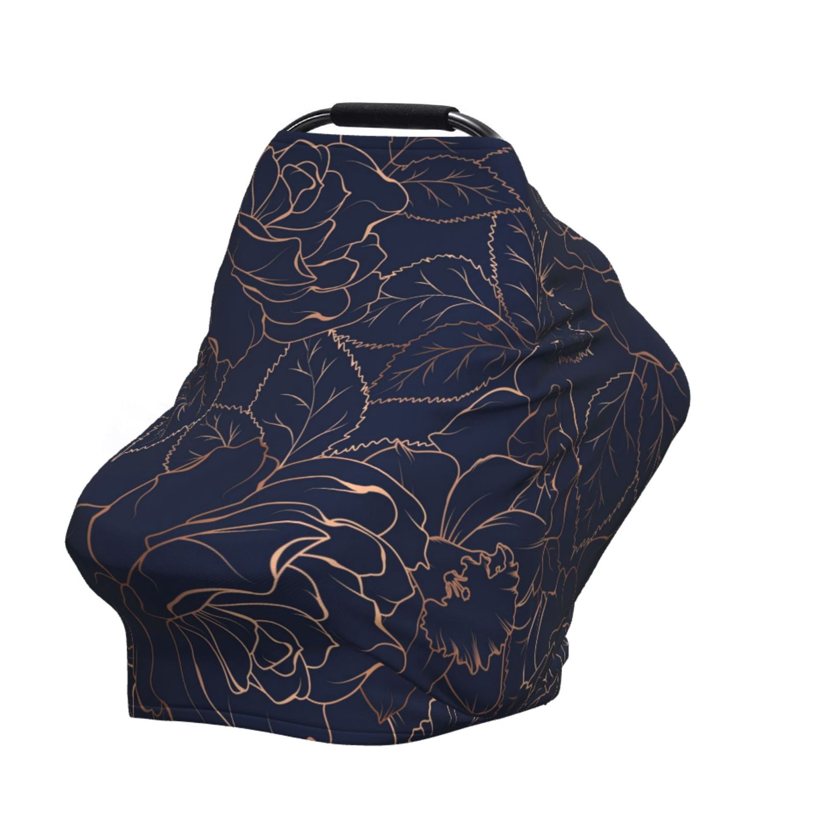 Fotbe Navy Dark Blue Pattern Car Seat Covers for Babies, Nursing Breastfeeding Cover Carseat Canopy, Soft Stretchy Carrier Cover