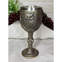 Wicca Wisdom Of The Woods Great Horned Owl Perching On Pentagram Wine Goblet