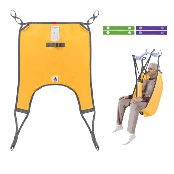 EZ Assistive Patient Lift Sling, Divided Leg Transfer Sling with 500lb Weight Capacity, Polyester ,Yellow,Small