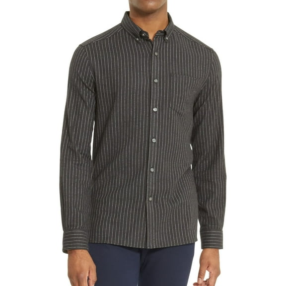 Kenneth Cole Mens Flannel Button Up Shirt, Black, Small