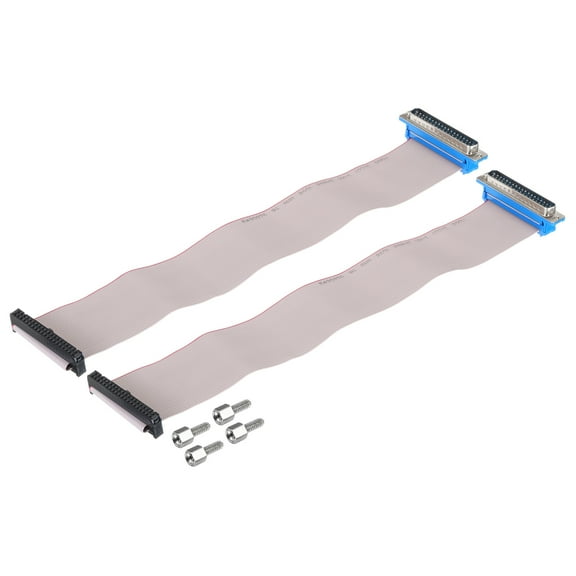 2Pcs 40Pin Flat Ribbon Cable Grey DB37 Male to FC-40P 2.54mm Pitch 30cm Length DB Serial Port Cable with 2 Screws