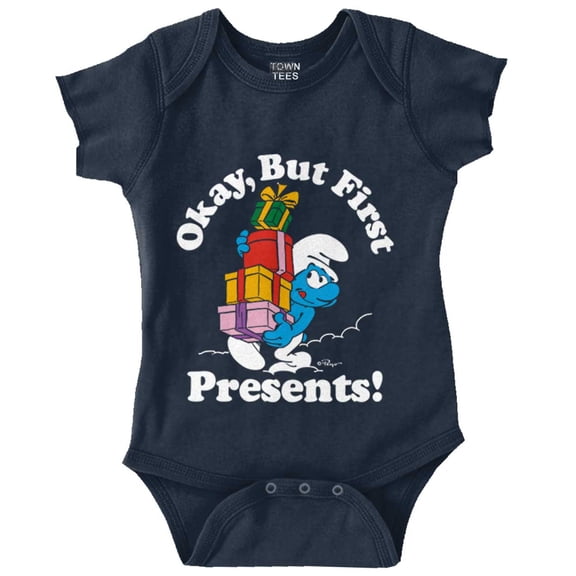 Smurfs Cartoon Christmas Presents Romper Boys or Girls Infant Baby Brisco Brands 12M