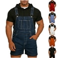 thumbnail image 6 of Chiccall Men's Denim Overalls Pocket Front Adjustable Straps Sleeveless Washed Rompers Overall Shorts, 6 of 6