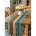 thumbnail image 4 of Burlap Table Runner 48 Inches Long, Wood Planks in Teal Brown Non-Slip Kitchen Table Runners for Dining Room Everyday Use Party Table Decorations Rustic Farmhouse Background, 4 of 9
