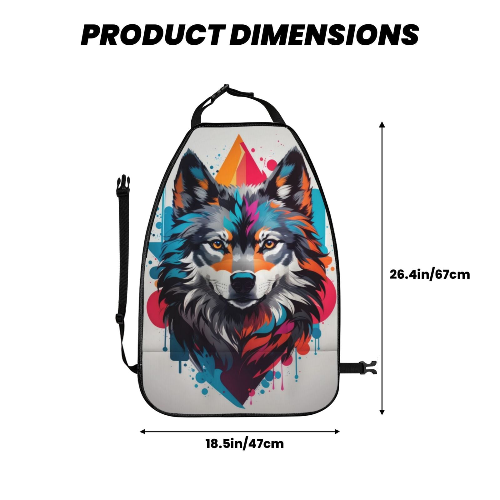 Xecao Tie-Dye Wolf Head Pattern Car Seat Back Protector 2 Pack Large Capacity Pocket, Kick Mats Back Seat Protector