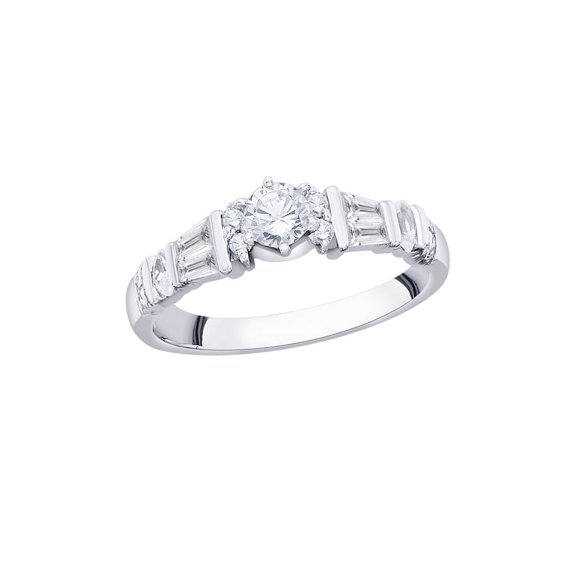 KATARINA Round, Baguette and Marquise Cut Diamond Promise Ring in Sterling Silver (1/2 cttw, I-J, I1-I2)