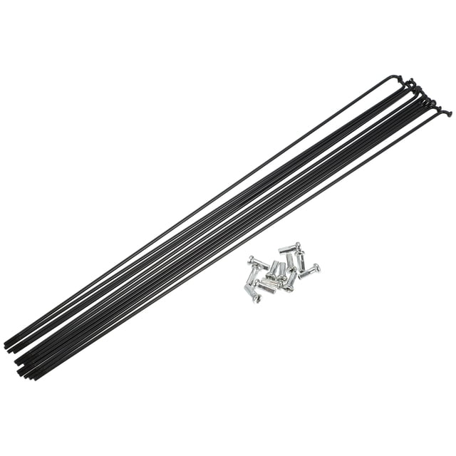Unique Bargains 12 radios 14G J Bend 284 mm x 2 mm con cabecillas para bicicleta de acero negro Unique Bargains radios y accesorios para bicicletas