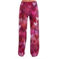 thumbnail image 4 of Garbnen Valentines Pajama Pants Women Red Love Heart Pattern Wide Leg Women's Sleep Pants Drawstring Spring Summer Womans Lounge Pants, 4 of 5