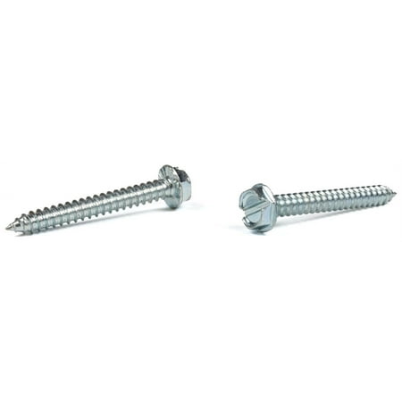 

#10 x 2 Type AB Self-Tapping Screws / Slotted / Hex Washer Head / Steel / Zinc / Serrated - 1500 Piece Carton
