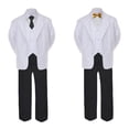 thumbnail image 2 of 6pc  Boy Formal Necktie Black & White Suit Set Satin Bow tie Baby Sm-20 Teen, 2 of 4