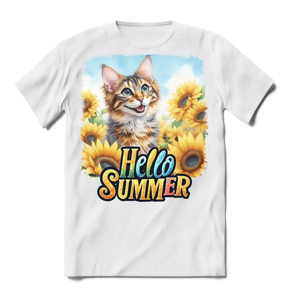 Manx Hello Summer Sunshine Sunflowers Spring Retro Vintage Shirt T-shirt Unisex Merch Cat Lover Kitten Owner Gifts - 00008