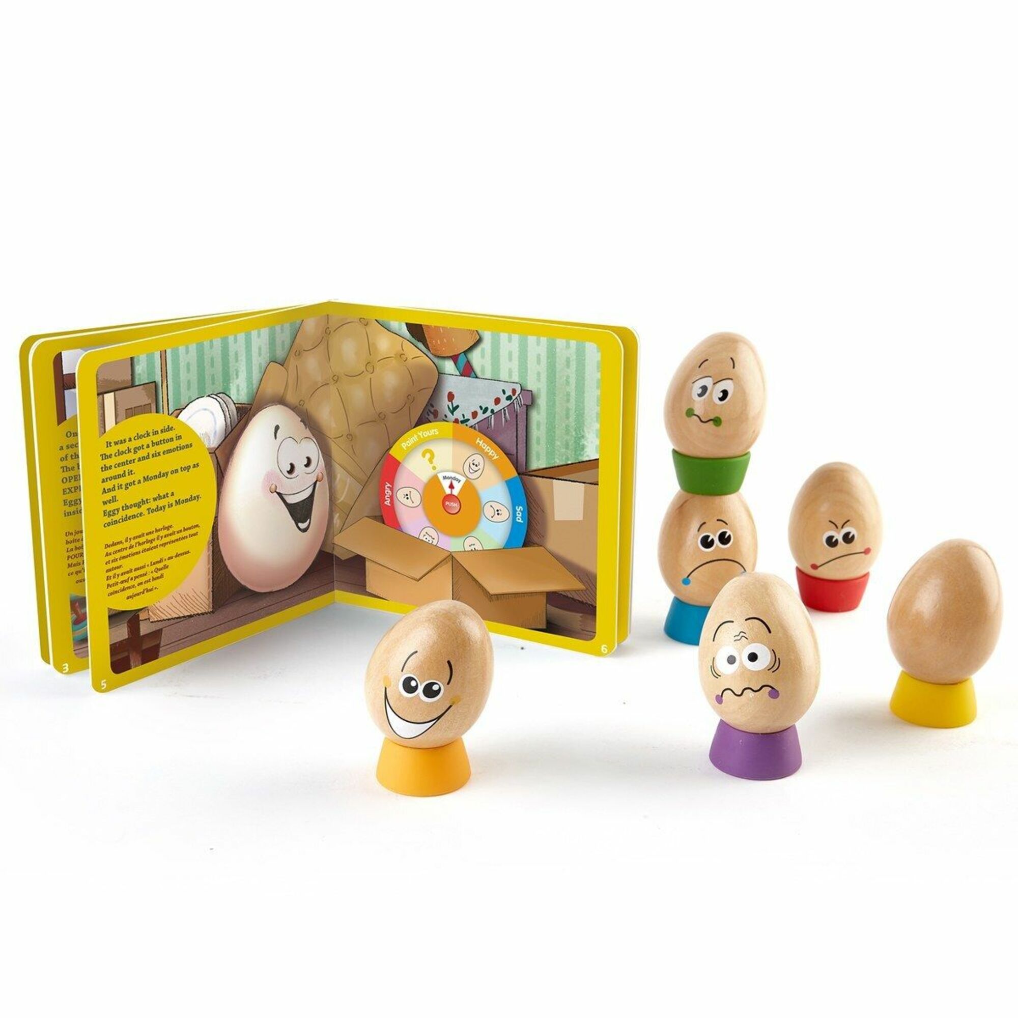 Hape Eggspressions Wooden Learning Toy with Illustrative Book, 13 Pieces