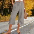 thumbnail image 2 of yillto Cotton Linen Capri Pant for Womens Wide Leg Palazzo Lounge Capris Pants Summer Loose Lounge Trousers, 2 of 7