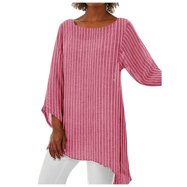 T-shirt Femme Grande Taille Col Rond Manches Courtes Imprimé Floral Chemise Ample Hauts d'Été et Blouses en Liquidation