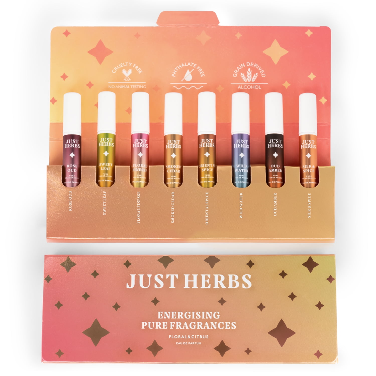Just Herbs Energizing Pure Fragrances Perfume Floral & Citrus Set of 8