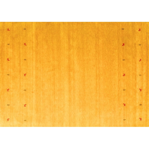Ahgly Company Indoor Rectangle Abstract Yellow Contemporary Area Rugs, 8' x 10'