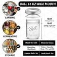 thumbnail image 3 of Wide Mouth Mason Jars 16 oz - (3 Pack) - Ball Wide Mouth Pint 16-Ounces Mason Jars With Airtight Lids and Bands, 3 of 4