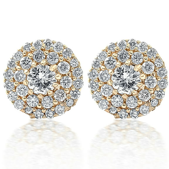 Pompeii Double Halo Diamond Screw Back Studs 1/2 Carat TW 14k Yellow Gold (H-I,I1-I2)