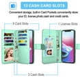 thumbnail image 2 of iPhone 11 Pro Max Case,Takfox Wallet Phone Case for iPhone 11 Pro Max (6.5 inch) ID Credit Card Slots Holder Pouch Folio Flip PU Leather Cover Detachable Magnetic Hard Case &Wrist Strap-Turquoise, 2 of 7