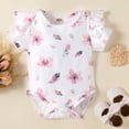 thumbnail image 2 of Gibobby Conjunto de pantalones para niños Ropa para Niñass recién nacidas, de manga corta con volantes florales, vestido general para Niñass(Rosa, 3-6 Meses), 2 of 5