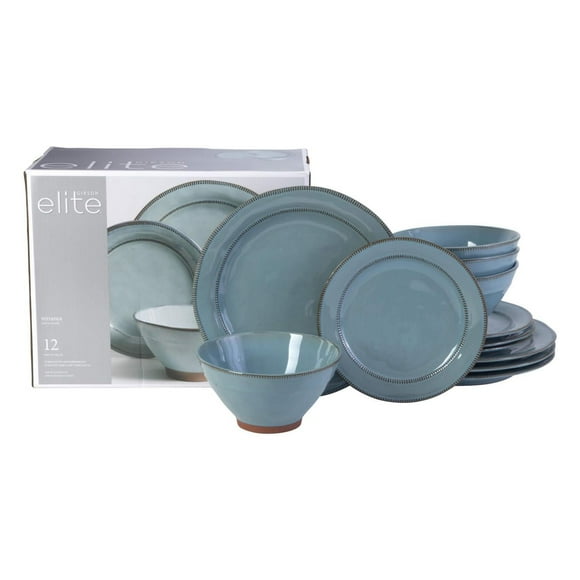 Gibson Elite Terranea Service de table 12 pièces Bleu sarcelle Terre cuite