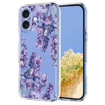 Compatible with iPhone 16 Plus Case Clear with Flower Design, Cute Soft Silicone TPU Floral Aesthetic Women Girls Transparent Protective Shockproof Anti-Scratch Anti-Yellow Phone Cover, E