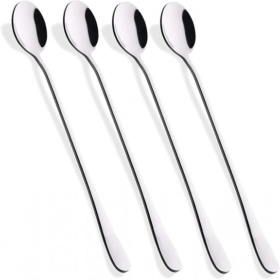 BPPEG 9-Inch Long Handle Iced Tea Spoon,Coffee Spoon,Ice Cream Spoons,Stainless Steel Cocktail Stirring Spoons,Set of 4