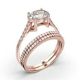 thumbnail image 3 of Dazzling Minimal Art Deco 2.50 Carat Oval Cut Diamond Moissanite Unique Engagement Ring, Wedding Ring, Two Matching Band in 925 Sterling Silver With 18k Rose Gold Plating Gift For Woman, 3 of 4