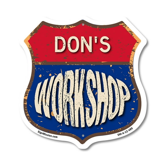 Don's Workshop 12 inch X 12 inch Shield-Shaped Rust-Free Aluminum Metal Sign Weather Resistant, UV Protected To last, Gift for Dads and Uncles Classic Americana Crafted in the USA