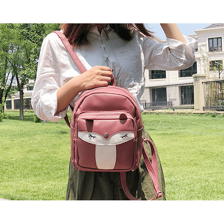 Asge Cute Mini Leather Fox Fashion Backpack Small Daypacks Purse for Girls