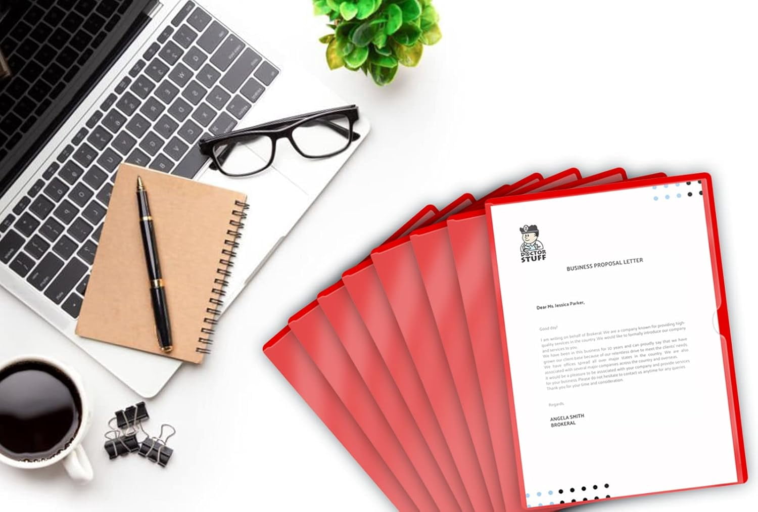 - 25 Pack Paperwork Organizer Plastic Folders, Red Project Pocket Folders with Clear Cover, Letter Size