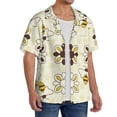 thumbnail image 2 of Fuzoiu Sweet Bee Print Men's Casual Short,Men's Short Sleeve Shirt,Mens Casual Button Down Shirts,Cuban Collar Summer Shirt for Beach, Vacation, and Outdoor Activities-Large, 2 of 5