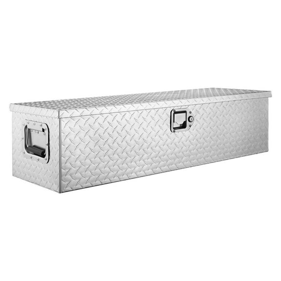Truck Bed Tool Box, Heavy Duty Aluminum Diamond Plate Toolbox, Lockable Storage Organizer for Pickup Truck, RV, Trailer - 39x13x10 inch, Silver