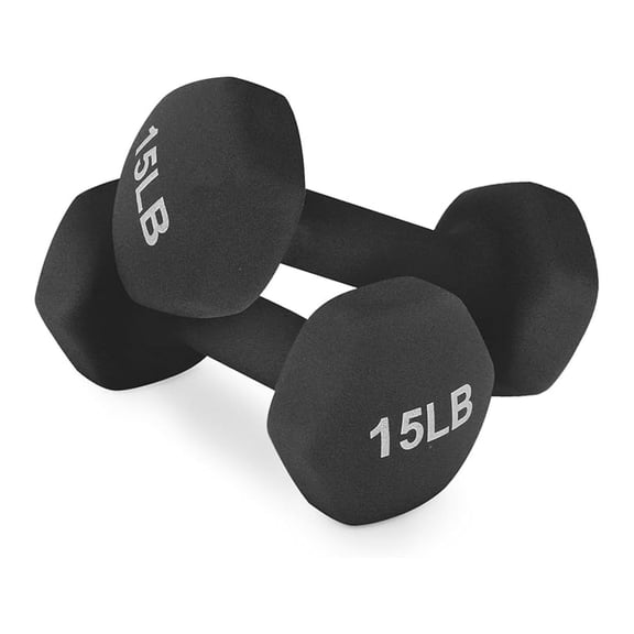 Neoprene Coated Dumbbell Hand Weights Set – 8LB, 10LB, 12LB, 15LB Pairs for Strength Training, Home Workouts and Full-Body Fitness, Hex Shape and Non-Slip Grip