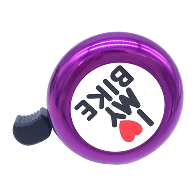 Timbre de seguridad con sonido impreso "I Love My Bike", accesorio de timbre de advertencia para manillar de tubo de 22 mm (morado)