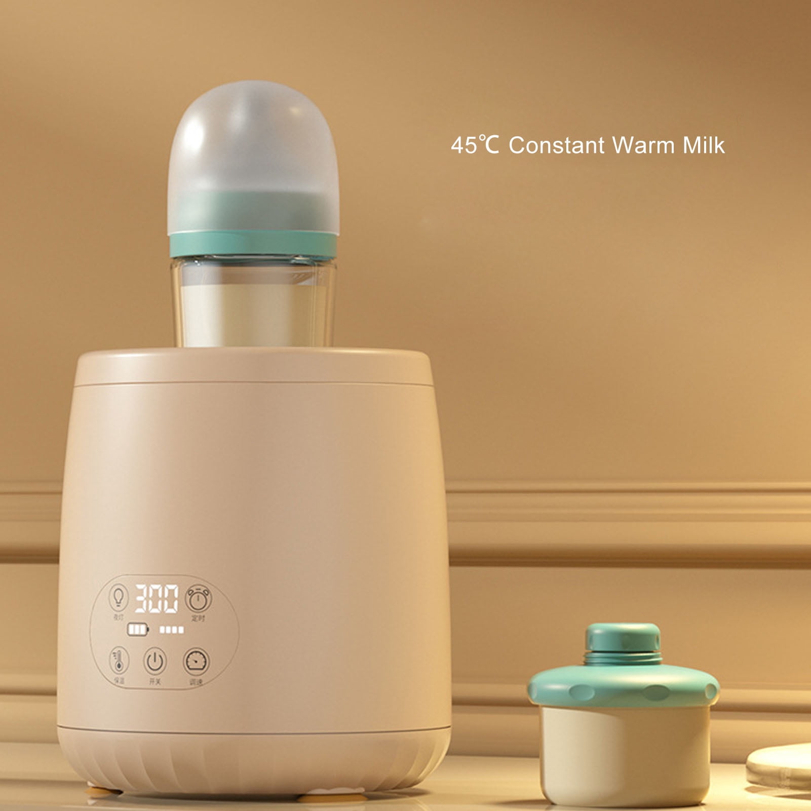 Nieyigj Automatic Baby Milk Bottle Shaker, Heating 5 Levels Timing 360 Degree Rotating USB Rechargeable Formula Mixer For Infants, Beige Color (6 x 5.3 inches / 15.2 x 13.5 cm)