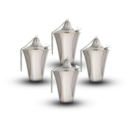 Legends International Kona Style Tabletop Tiki Torch Smooth Nickel - 4 Pack