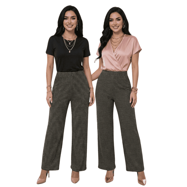 Set De Dos Pants De Mujer Pantalones Anchos Casual O Elgante Pans Stretch