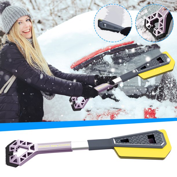 Fiudx Ofertas del día El raspador de hielo se utiliza para quitar la nieve con un cepillo quitanieves 2 en 1